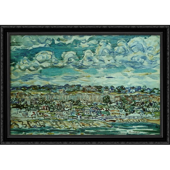 St. Malo 40x28 Large Black Ornate Wood Framed Canvas Art by Maurice Prendergast
