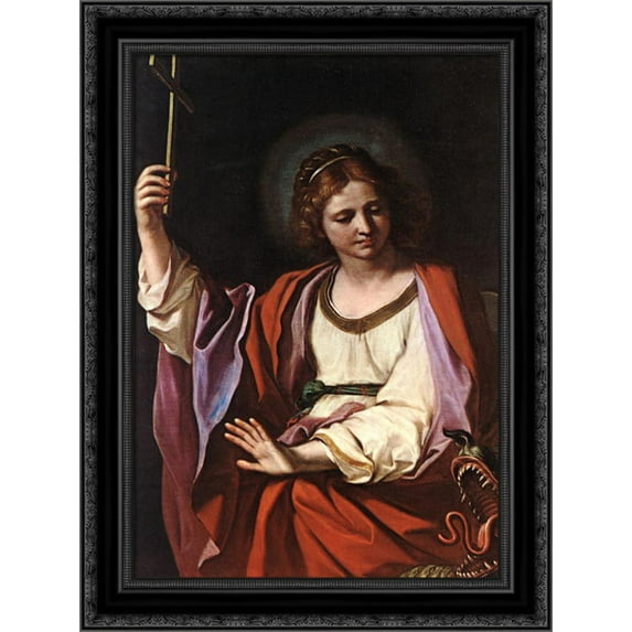 St Marguerite 19x24 Black Ornate Wood Framed Canvas Art by Guercino