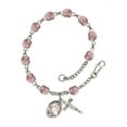 thumbnail image 1 of St. Maria Bertilla Boscardin Silver Plate Rosary Bracelet 6mm June Light Purple Fire Polished Beads Crucifix 5/8 x 1/4, 1 of 1