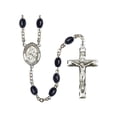 thumbnail image 1 of St. Maria Goretti Silver-Plated Rosary 8x6mm Black Onyx Beads Crucifix Size 1 3/4 x 1 medal charm, 1 of 1