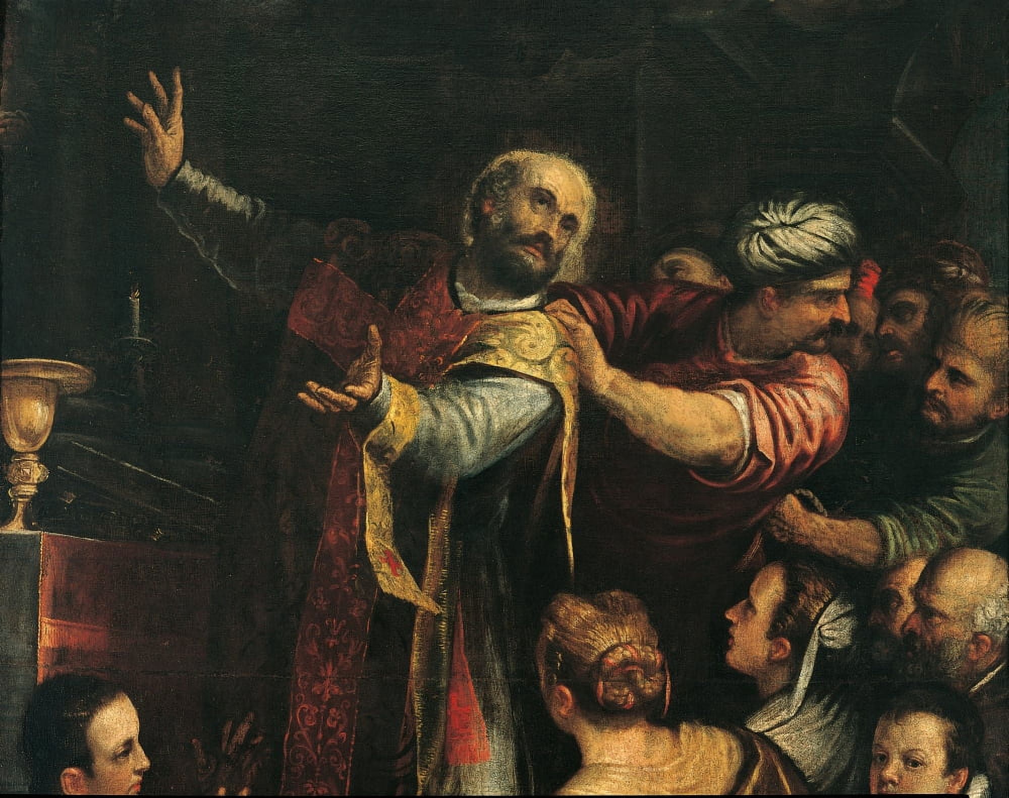 St Mark Attacked By The Turks During The Mass Canvas Art - (36 x 24)