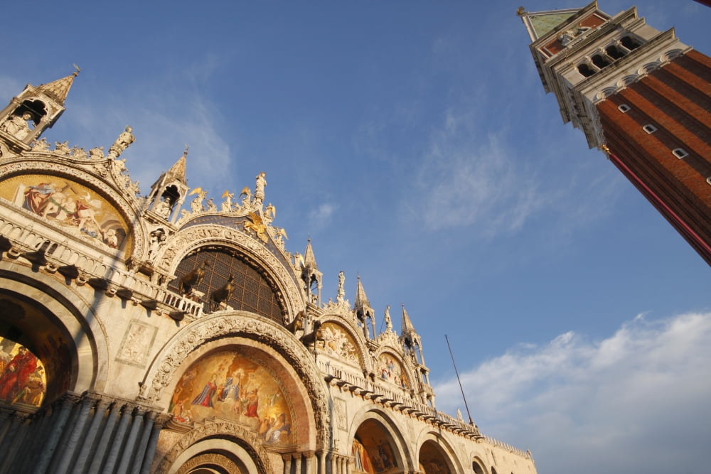 St Markss Basilica And Campanile Off Piazza San Marco Or St Marks Square Venice Veneto Italy Canvas Art - Trish Punch Design Pics (38 x 24)