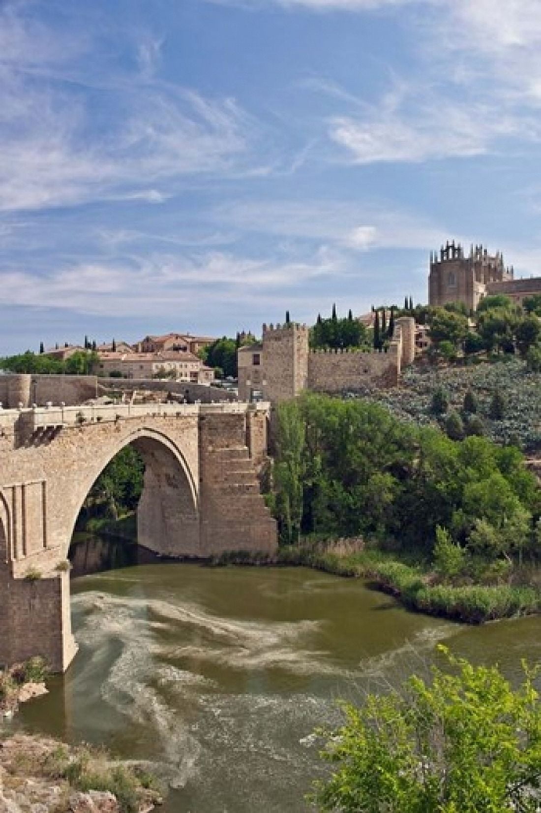 St Martins Bridge Tagus River Toledo Spain Canvas Art - Rob Tilley DanitaDelimont (24 x 36)