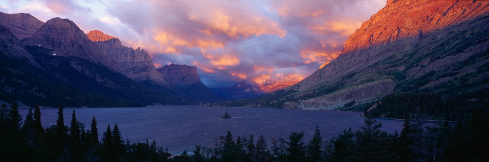 St Mary Lake Glacier National Park Montana Canvas Art - Panoramic Images (36 x 12)