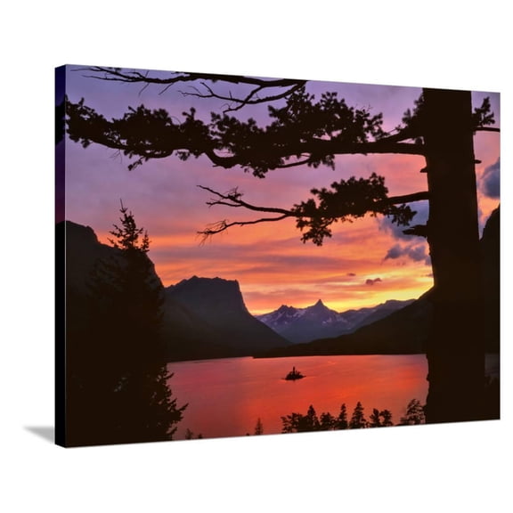 St Mary Lake at Sunset, Glacier National Park, Montana, USA, Scenic World Culture Stretched Canvas Wall Art by Jaynes Gallery Sold by ArtCom
