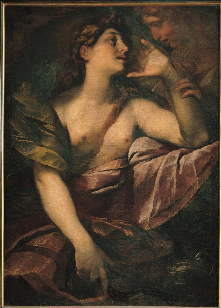 St Mary Magdalene Penitent And An Angel Canvas Art - (24 x 36)