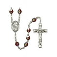 thumbnail image 1 of St. Mary Magdalene Silver-Plated Rosary 7mm January Red Lock Link Aurora Borealis Beads Crucifix Size 1 3/4 x 1 medal charm, 1 of 1