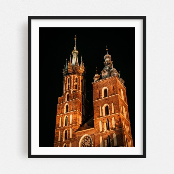 St. Mary's Basilica, Kraków 03 - Kraków Małopolskie Poland Photography Black Framed Wall Art Print 16 x 20 inches