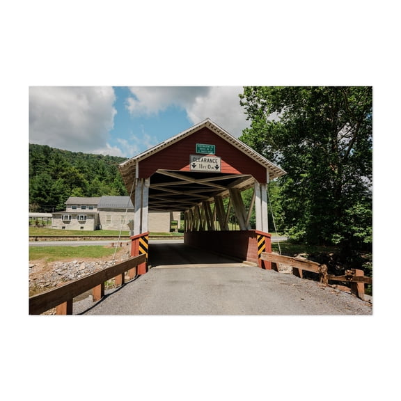 St. Mary's Covered Bridge 01 - Mount Union Pennsylvania Photography Bridge Rural Architecture Scenic Landscape Nature Rustic Unframed Wall Art Print 32 x 48 inches