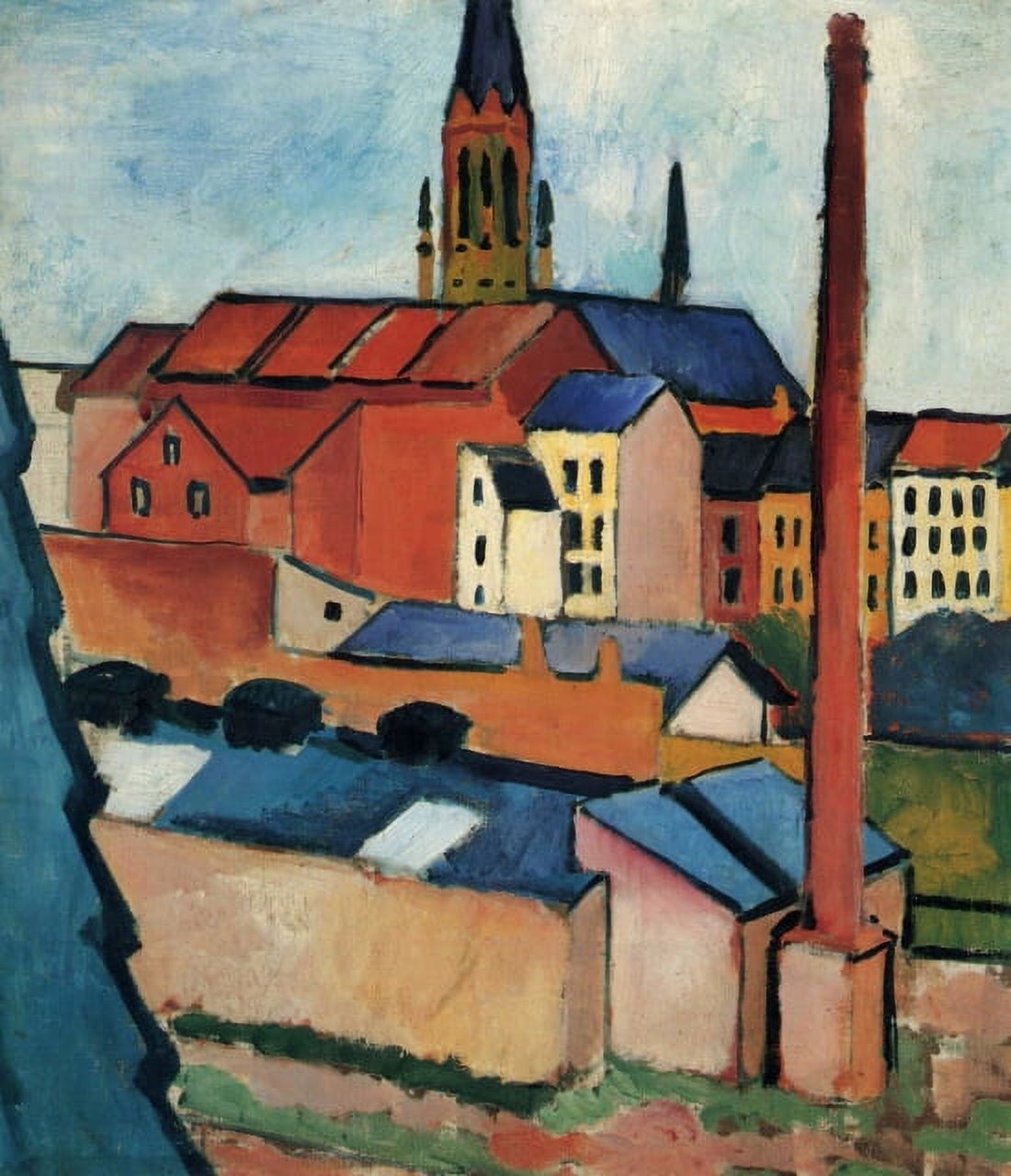St Marys With Houses And Chimney Canvas Art - August Macke (24 x 36)