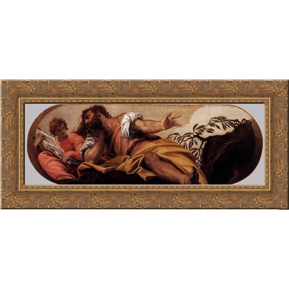 St Matthew 24x12 Gold Ornate Wood Framed Canvas Art by Paolo Veronese