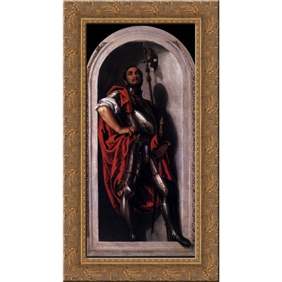 St Mennas 24x14 Gold Ornate Wood Framed Canvas Art by Paolo Veronese