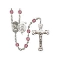 thumbnail image 1 of St. Michael / Air Force Silver-Plated Rosary 6mm February Purple Fire Polished Beads Crucifix Size 1 5/8 x 1 medal charm, 1 of 1
