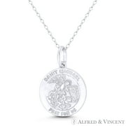 ALFRED & VINCENT St. Michael the Archangel, "Patron Saint of Warriors, Law Enforcement, & Protectors" Medallion 26x18mm (1x0.7in) Pendant & Chain Necklace in .925 Sterling Silver