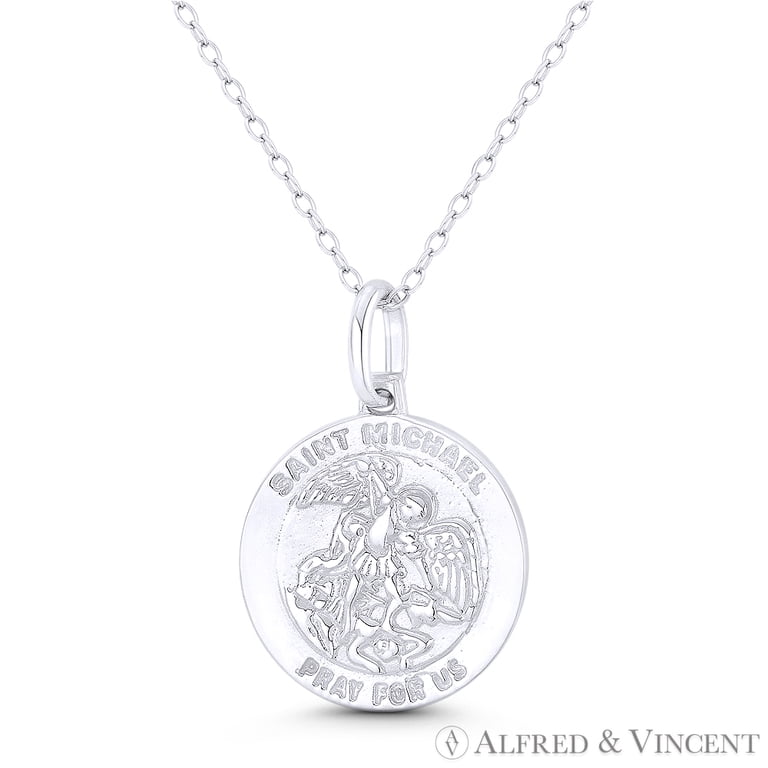 Sterling Silver St Michael Archangel Pendant Necklace  Archangel St. Michael Necklace Patron Saint Warrior Protector Catholic Christian main image 2