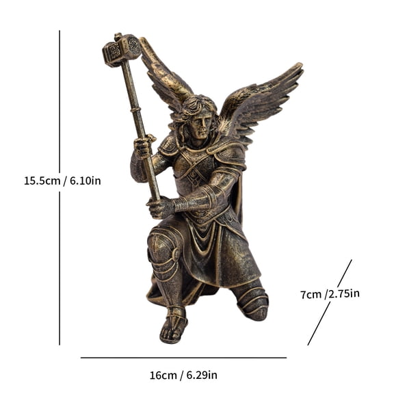 St. Michael the Archangel Statue, 6.69” Resin Religious Figurine,Catholic Warrior Angel Defeating Evil,Christian Religious Home Altar & Prayer Space Decor