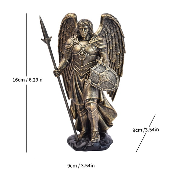 St. Michael the Archangel Statue, 6.69” Resin Religious Figurine,Catholic Warrior Angel Defeating Evil,Christian Religious Home Altar & Prayer Space Decor