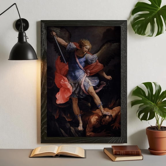 St. Michael Archangel Vintage Canvas Poster, Catholic Saints Wall Art, Unframed