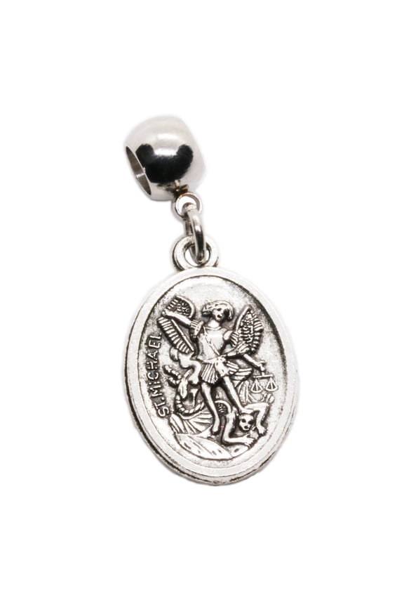 St Michael Charm - Guardian Angel St Michael Pendant for Men with Stainless Steel Connector and Metal Alloy Charm - St Michael the Archangel Necklace, Durable Religious Jewelry for Daily Wear