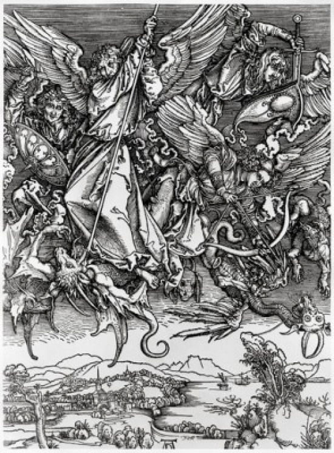 St Michael Fighting the Dragon Albrecht Durer (1471-1528 German) Engraving Canvas Art - Albrecht Durer (18 x 24)