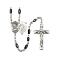 thumbnail image 1 of St. Michael / Paratrooper Silver-Plated Rosary 8x5mm Black Onyx Beads Crucifix Size 1 3/4 x 1 medal charm, 1 of 1