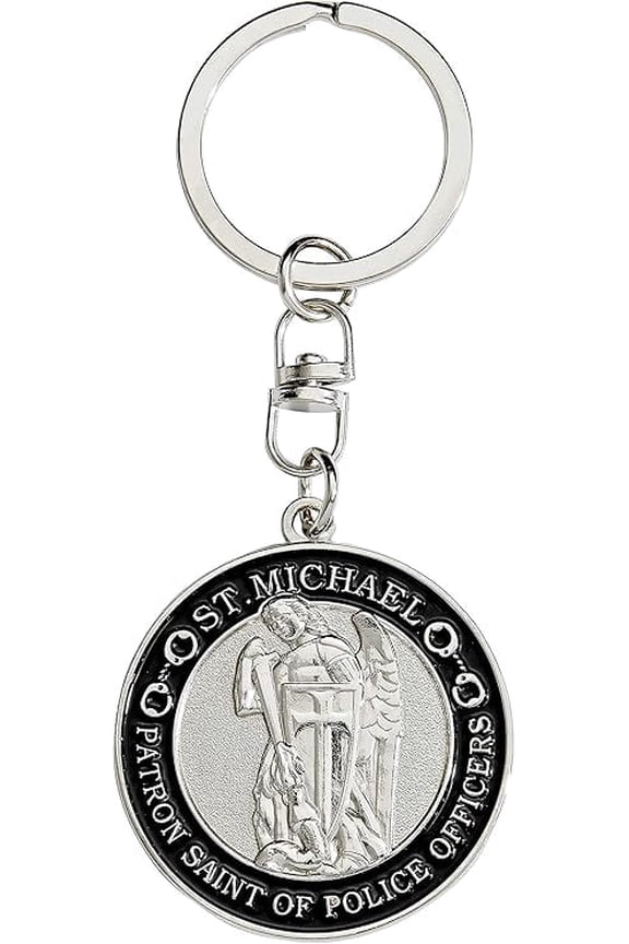 St. Michael Patron Saint of Police Officers Keychain Challenge Coin with Hero’s Valor Prayer 1-Pack (Single Item)
