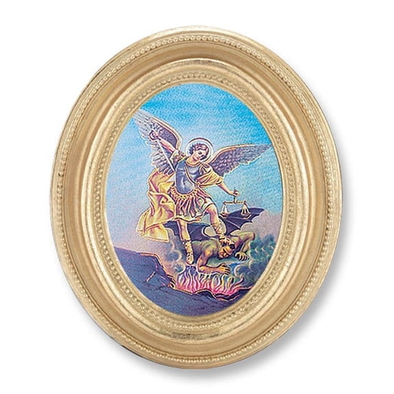 St. Michael Picture Framed Print Small, Oval Gold-Leaf Frame