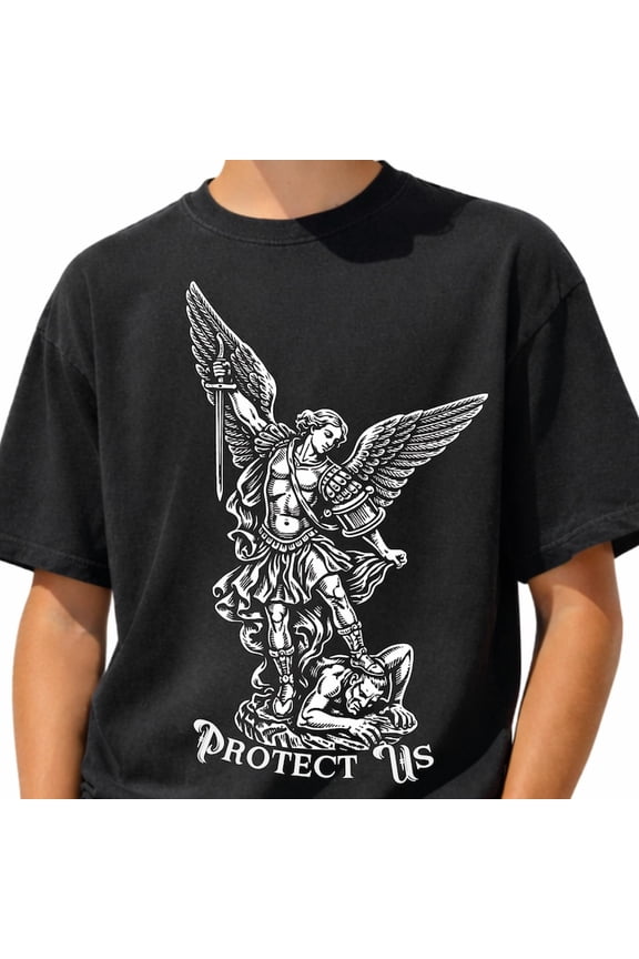 St Michael Protect Us Shirt Archangel Catholic Faith Warrior Graphic Comfort Colors Unisex Cotton T-Shirt, Size S-3XL