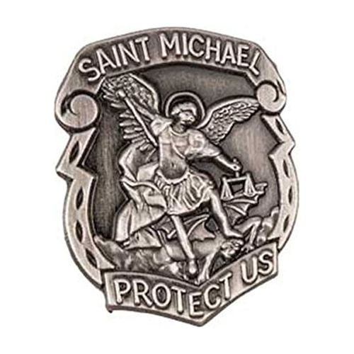 St. Michael Silver Protect Us Pin
