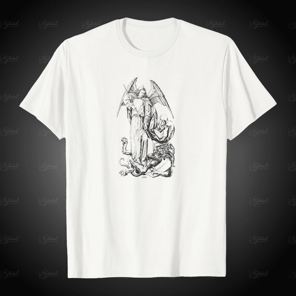 St Michael Standing on Devil Religious Victory Art Unisex T-Shirt, for Men & Women, up to Size 5XL