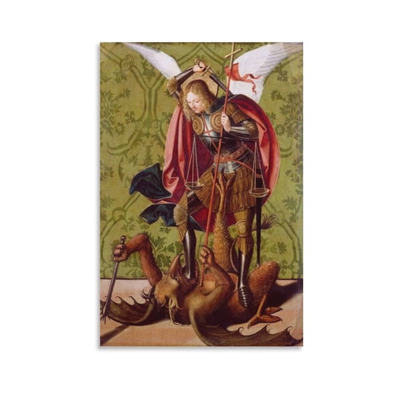 St Michael The Archangel Destroy Devil Print Photo Art Painting Canvas Poster Home Decorative Bedroom Modern Decor Posters Gifts 12x18inch(30x45cm)