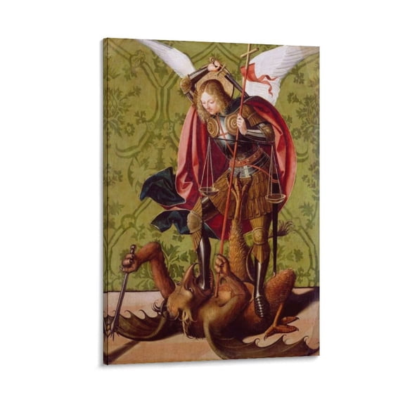 St Michael The Archangel Destroy Devil Wall Art Picture Painting Poster Canvas Print Posters Artworks Bedroom Living Room Decor 12x18inch(30x45cm)