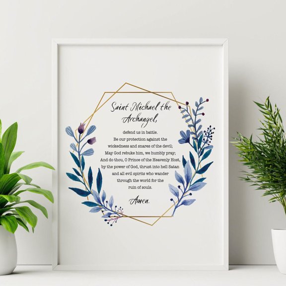 St Michael The Archangel Prayer Print, Unframed Paper Poster 8x10in