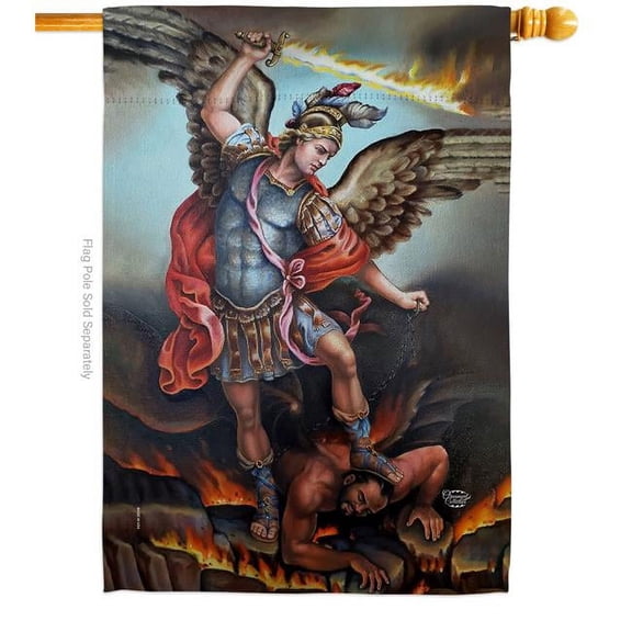 St. Michael Vanquishing Satan Religious Faith 28 x 40 in. Double-Sided Decorative Vertical House Flags for Decoration Banner Garden Yard Gift