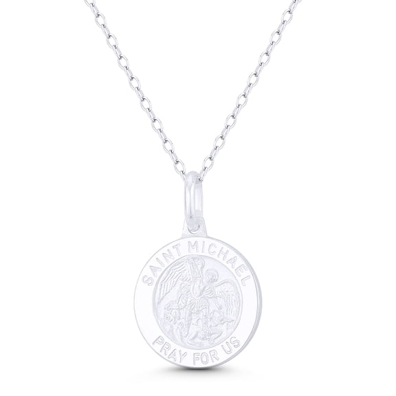 St. Michael the Archangel, "Patron Saint of Warriors, Law Enforcement, & Protectors" 15mm (0.6in) Medallion Pendant in .925 Sterling Silver