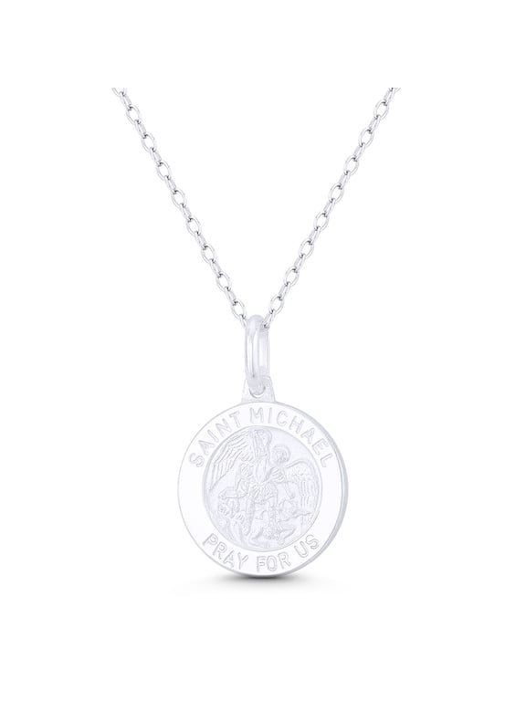 St. Michael the Archangel, "Patron Saint of Warriors, Law Enforcement, & Protectors" 15mm (0.6in) Medallion Pendant in .925 Sterling Silver