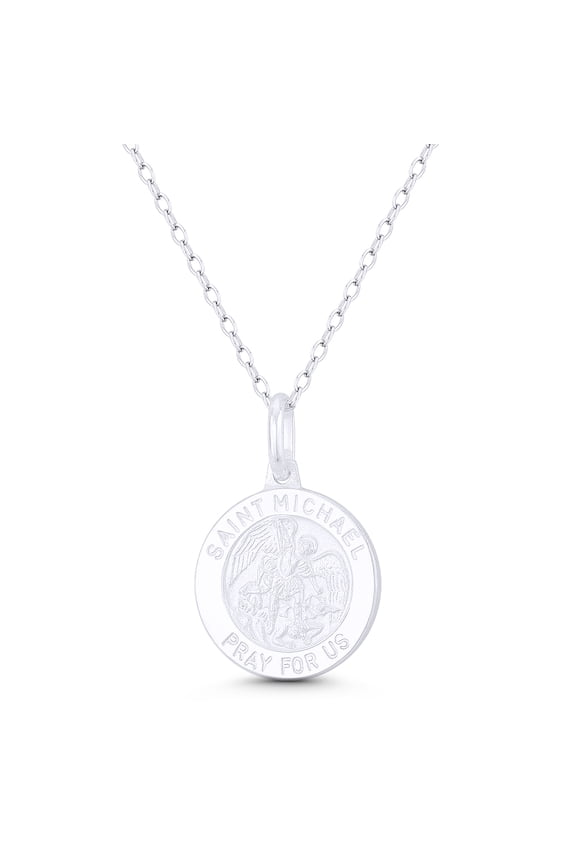 St. Michael the Archangel, "Patron Saint of Warriors, Law Enforcement, & Protectors" 15mm (0.6in) Medallion Pendant in .925 Sterling Silver