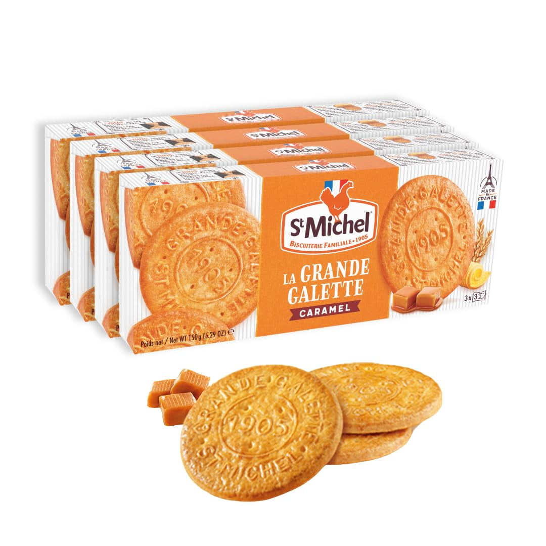 St Michel Caramel Grandes Galettes Butter Cookies Biscuits 5.29oz, Made 