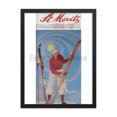 thumbnail image 1 of St. Moritz, 1936. Photomontages, design and text by Walter Herdeg and Walter Amstutz. Printed by Art. Published by the tourist bureau of St. Moritz, Switzerland. Framed Vintage Travel Poster, 1 of 1