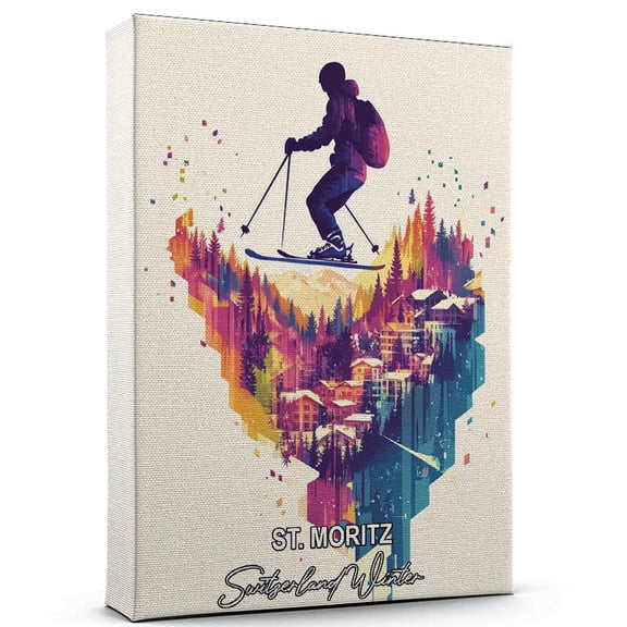St. Moritz Travel Global Destination Canvas  Switzerland Winter Canvas  Celebrate Your Favorite Destination  A Sophisticated Touch to Any Room