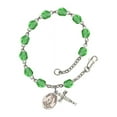 thumbnail image 1 of St. Nathanael Silver Plate Rosary Bracelet 6mm August Green Fire Polished Beads Crucifix Size 5/8 x 1/4 medal charm, 1 of 1
