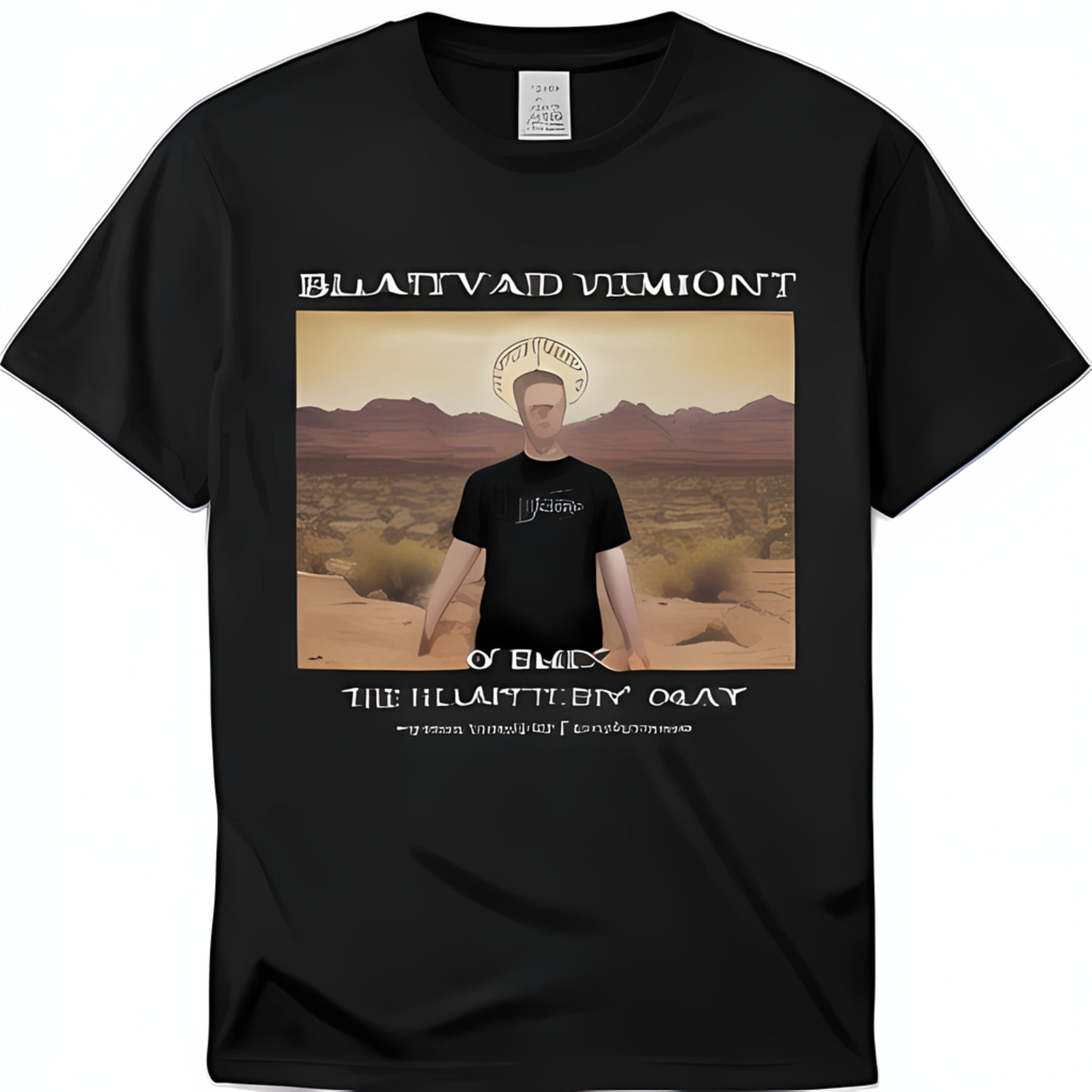 St Neatleak Blquoise Black T-Shirt Featuring Riney S Siriward Permsan in Desert Landscape