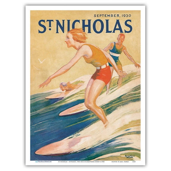 St. Nicholas - September 1930 Issue - Vintage Magazine Cover by Armstrong Sperry c.1930 - Master Art Print (Unframed) 9in x 12in