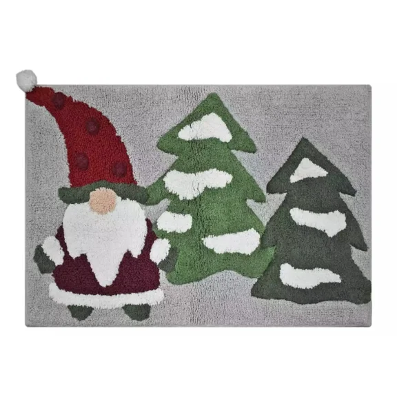 St. Nicholas Square Bathroom Rug, Plush Christmas Gnome Holiday Bath Mat 20 x 30