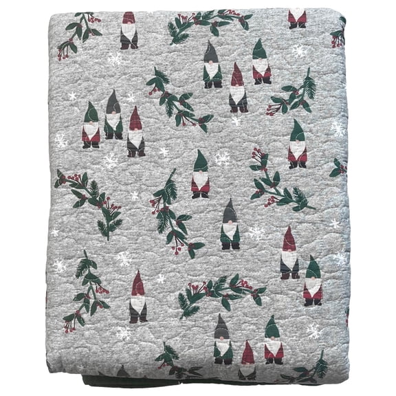 St Nicholas Square Christmas Gnomes Full/Queen Quilt & Shams Set, Reversible 3pc