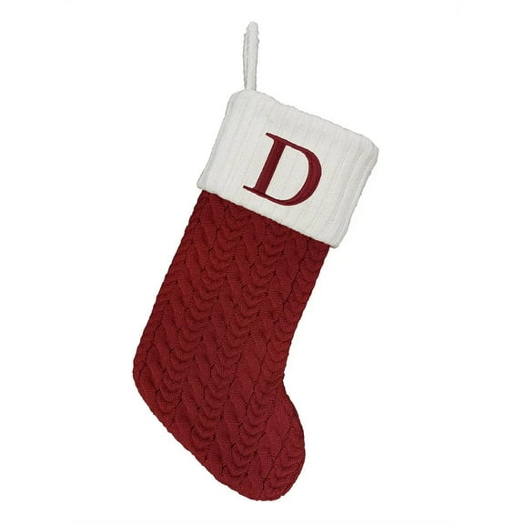St. Nicholas Square Monogram Christmas Stocking, D