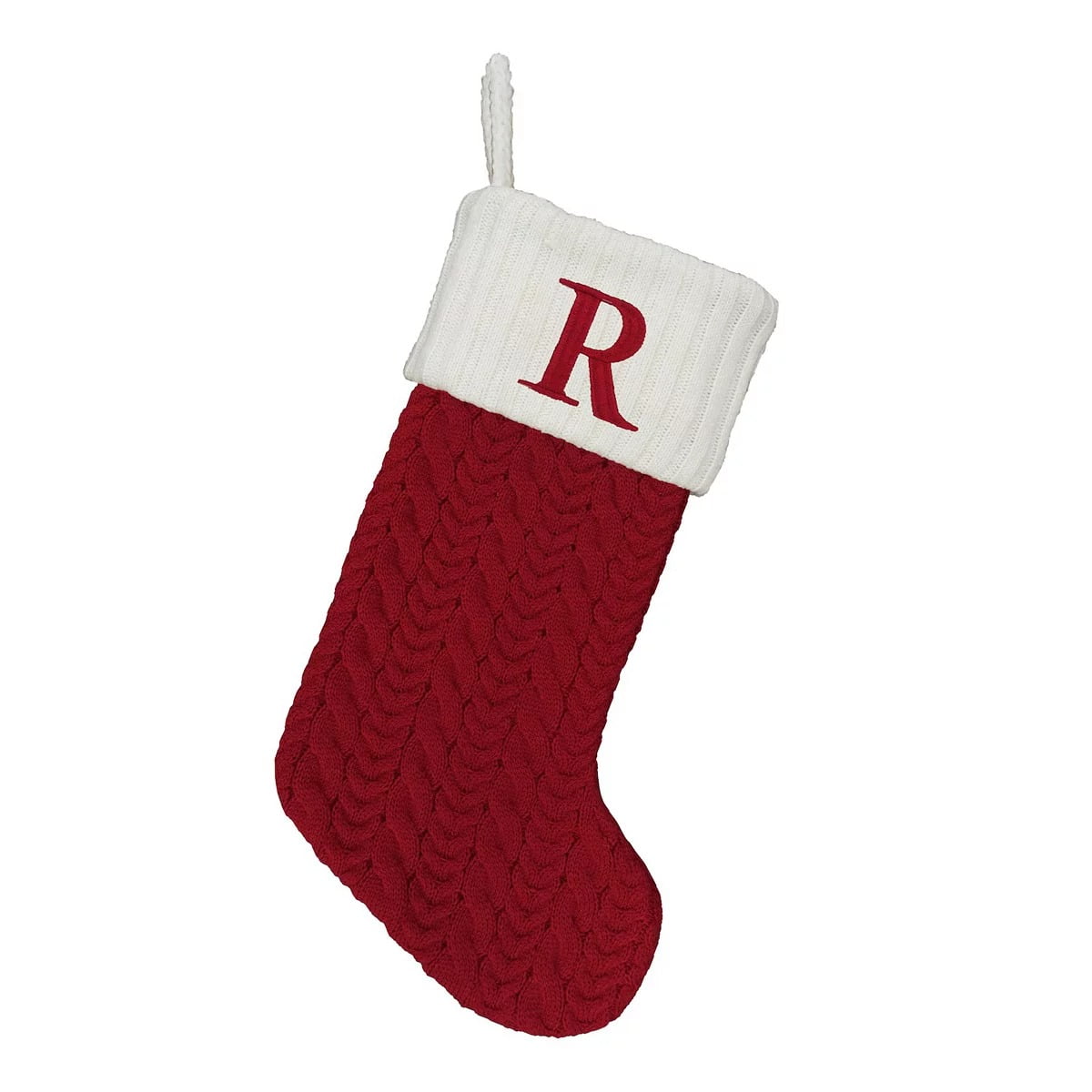 St. Nicholas Square Monogram Christmas Stocking, R