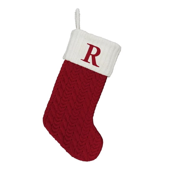 St. Nicholas Square Monogram Christmas Stocking, R