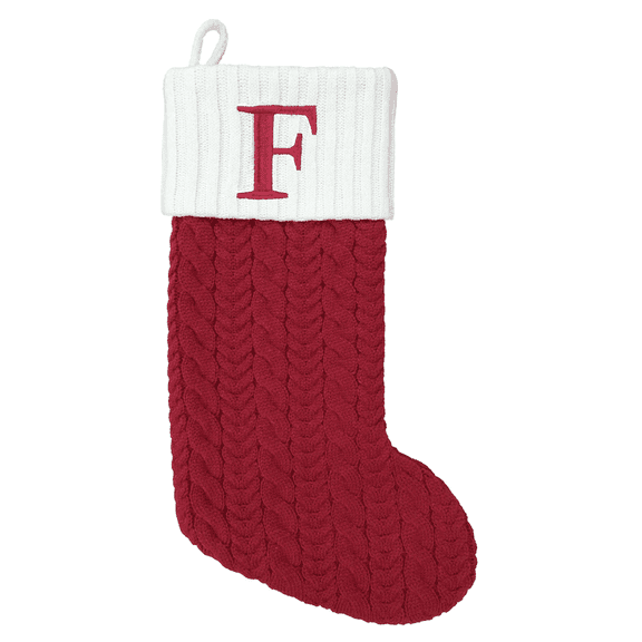 St. Nicholas Square Red Cable Knit Monogram Christmas Stocking, 21-Inch (Letter F)