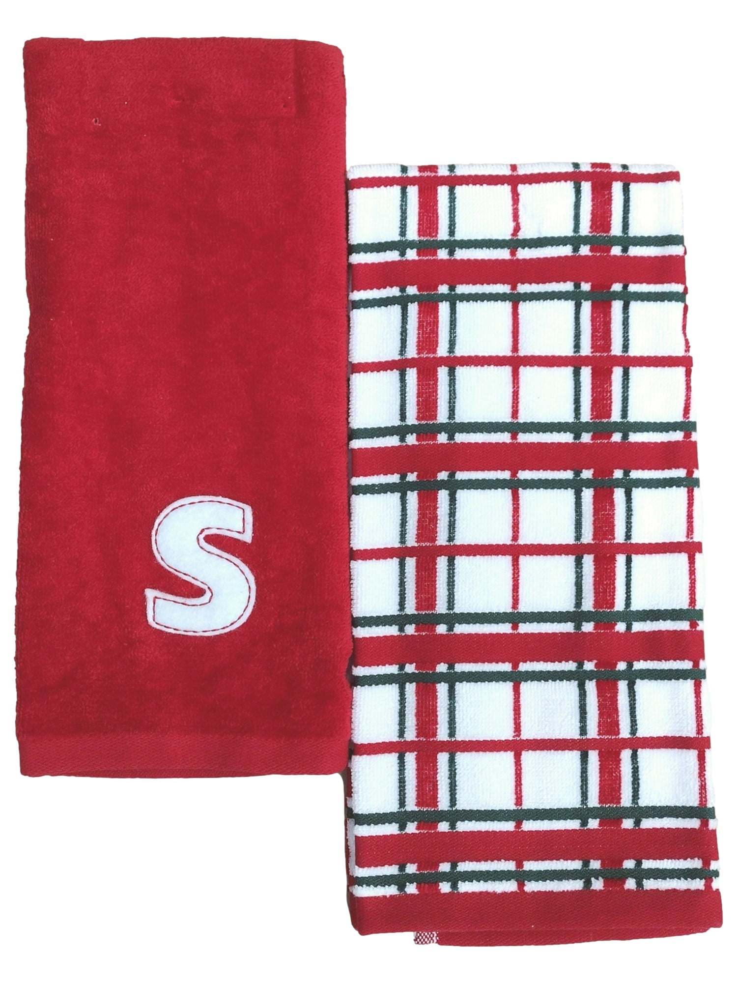 St. Nicholas Square® 2-Piece Plaid Monogram Hand Towel Set